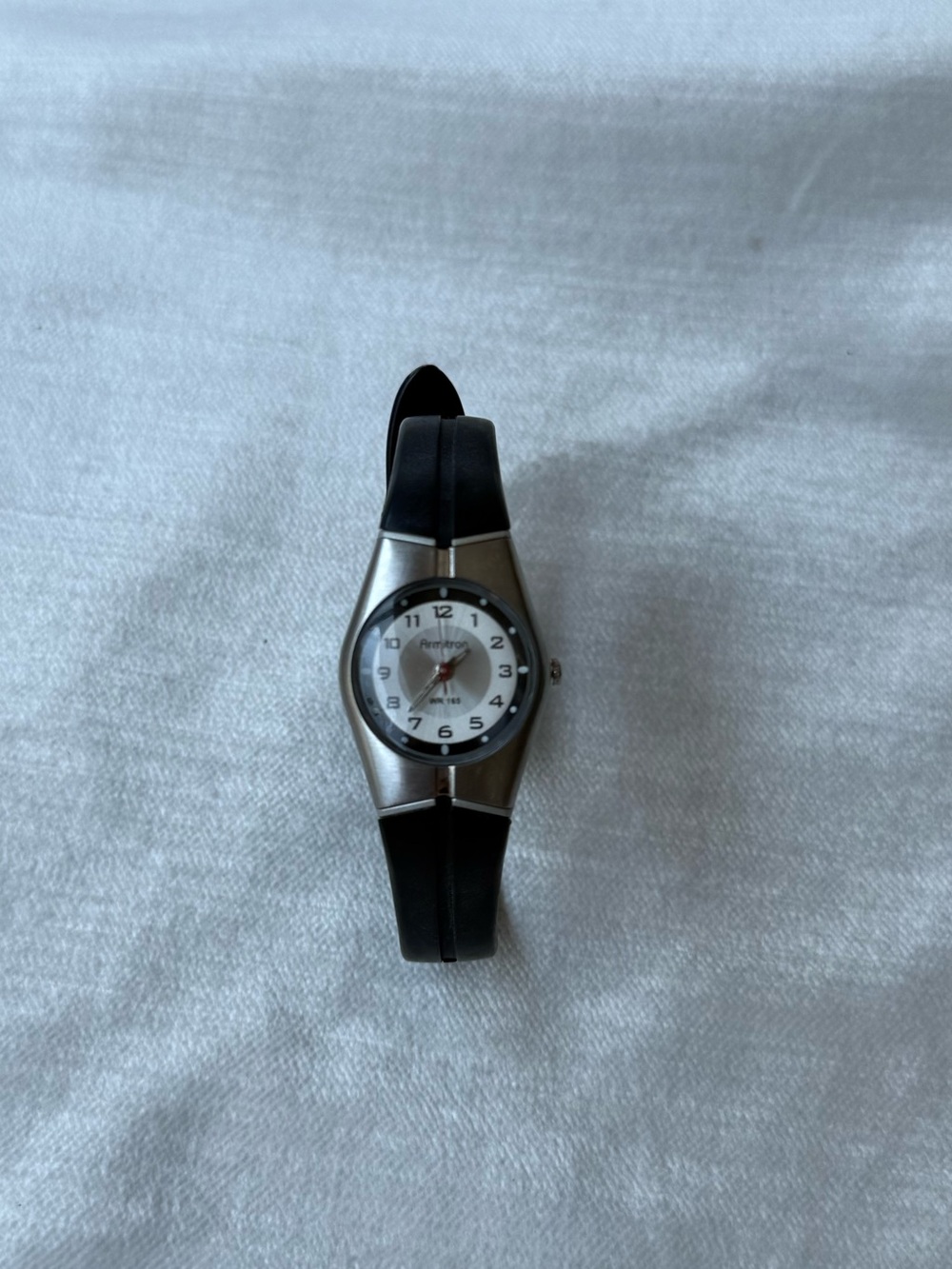 Stainless Steel Amitron Watch with Black Silicone Band